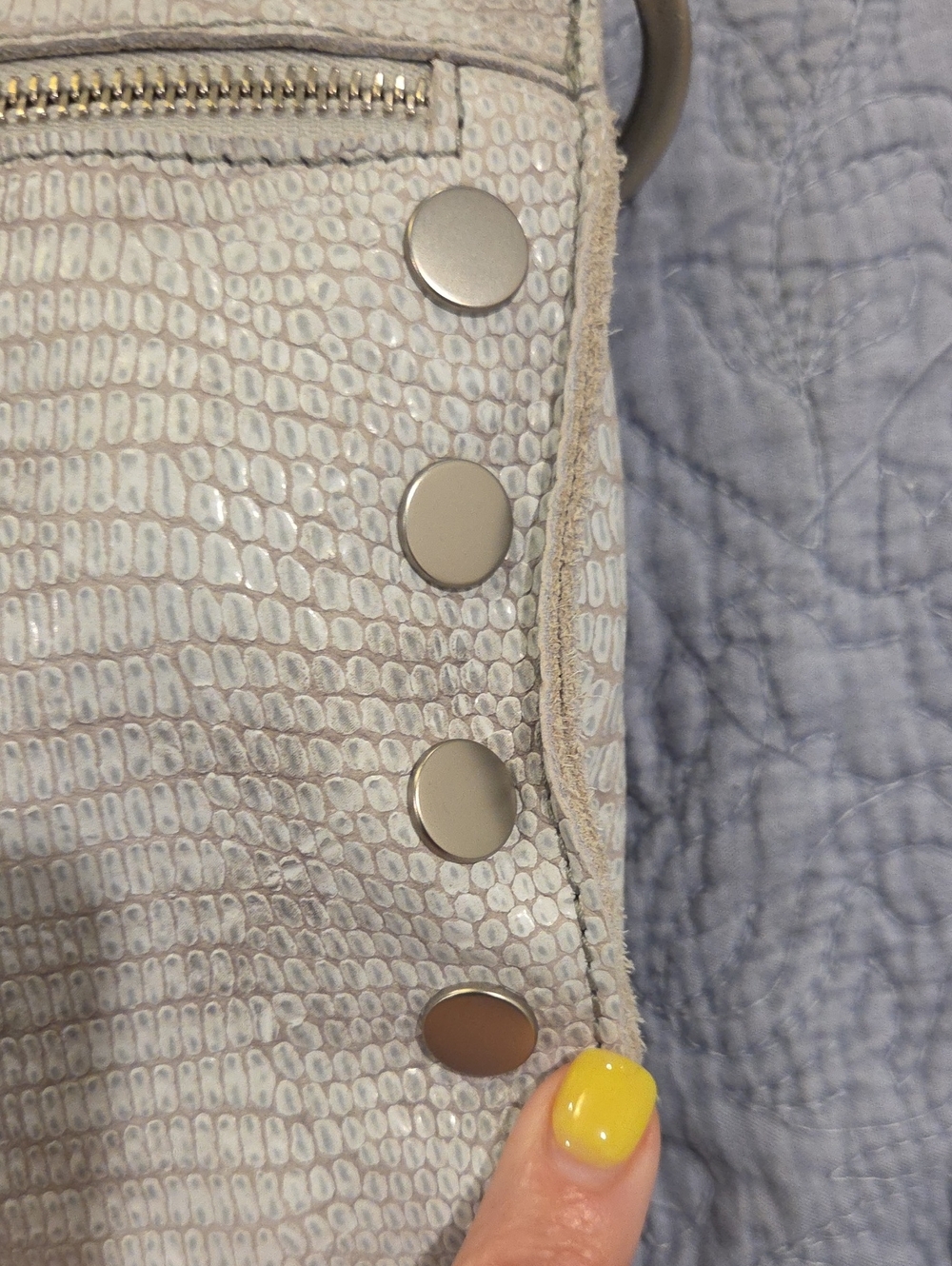 Hammitt Tony Leather Crossbody Bag - Light Grey Textured/Lizard Embossed Bag! - Picture 6 of 14
